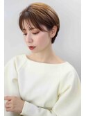 大人かわいい耳掛けひし形束感ショート☆ナチュラルブラウン