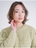 ナチュラルウェーブ/外ハネボブ/透明感ベージュ