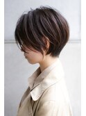 大人可愛い20代30代40代黒髪前下がりショートボブ丸みショート◎