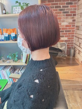 ボルドーカラー＆ミニボブ