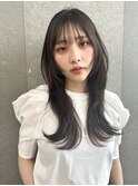 ラテグレージュ顔周りレイヤーボブ韓国巻き結べるレイヤーカット