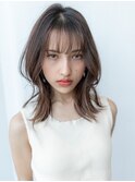 大人かわいい前髪セシルカットココアブラウンフリンジウェーブ