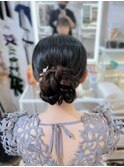 結婚式 二次会 お呼ばれ アップスタイル×パールピン