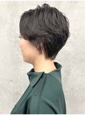 =大人女子くせ毛風パーマショートボブニュアンスパーマ30代40代