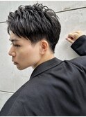 韓国風センターパート×ナチュラル刈り上げショート A0620
