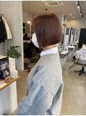 大人可愛いミニボブ×ピンクブラウンカラー
