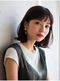 前髪顔まわりカット/外ハネボブ/丸みボブ/ショートボブ