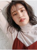 シースルーバングミディアム×モノトーンアッシュ