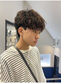 メンズパーマ　ニュアンスパーマ　コンマバング　無造作