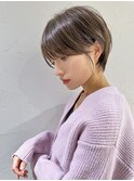 前髪あり耳掛け丸みくびれショートボブ20代30代40代50代（蘭）