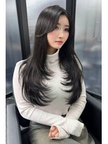 ランズ(LANDS) アッシュカラーザクザクレイヤーカット 【韓国ヘア 大阪 梅田】