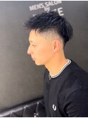 ベリーショートアップバング黒髪短髪