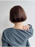 大人ショートミニボブ前髪あり丸み切りっぱなし丸顔K20240906