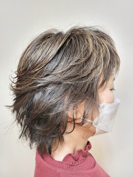 松本平太郎美容室 国立店 ショートレイヤー×パーマ×ハイライト/30代40代50代60代