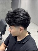 テーパーフェードフェザーショートニュアンスパーマ