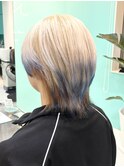 エンドカラー/ピンクベージュiネイビーブルー