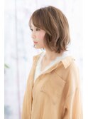 ミルクティカラーでやわらかフェミニン☆くせ毛風ボブディ