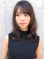大人かわいい 黒髪 エアリーミディ 小顔カット 薄めバング