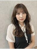 韓国風レイヤーカット 小顔シースルーバング ベージュカラー