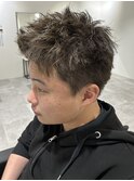 メンズショートツーブロックメンズカラーニュアンスパーマ眉毛