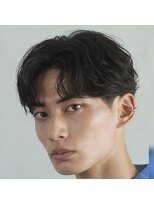センターパートニュアンスパーマワンカールパーマ韓国コンマヘア
