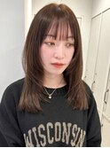 韓国風レイヤー ハッシュカット ワイドバングベージュアッシュ