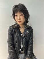 ★くびレイヤー黒髪エモージュ小顔レイヤーロンググレーベージュ