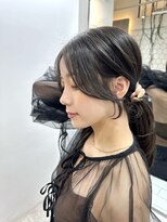 前髪ありワイドバンググレージュ美髪レイヤーカット髪質改善