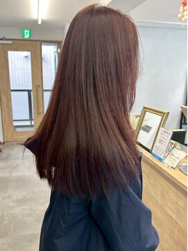 ミュラ(mulah) ピンクブラウン暖色カラー＊レイヤーカットロングボルドーカラー