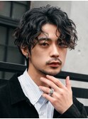 原宿メンズルーズセンターパートパーマツイスパサーフカール緩め