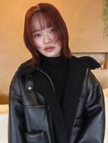 ロア(LORE)&nbsp;ボブ/顔まわりカット/オレンジ/レイヤーカット/くびれボブ