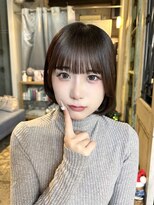カシュカシュ 表参道(cache cache)&nbsp;アイドルぱっつん前髪/縮毛矯正で広がらないうるつやボブ