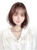 ボブウルフ外国人風カラーオリーブグレージュ透明感20代30代銀座