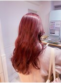 艶髪　チェリーレッドカラー　韓国風ヘア