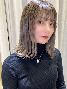 ジアン バイ ミルボン 西宮ガーデンズプラス(GIEN by milbon) カーキベージュ/セミロング/外ハネ/濱田 実果