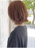 レイヤーボブ×オレンジベージュ