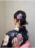 夏祭り/浴衣/七五三のお団子ヘアアレンジ シニヨン 編み込み#1