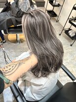 ブレンド 渋谷(BLend)&nbsp;前髪ハイライトカラーこなれミディイメチェンウェーブパーマ