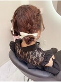 編み込みお団子ツイン