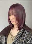 ミディアムレイヤーウルフストレートブリーチなしダブルカラー〇