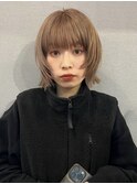 ウルフボブ×ベージュカラー