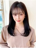 暗髪で出せるこなれ感!フェイスレイヤー×ナチュラルセミロング