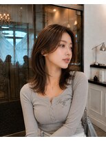 ルチア ヘア ステラ 京都店(Lucia hair stella)&nbsp;ミディアムレイヤー顔周りレイヤーブラウン韓国ヘア京都河原町