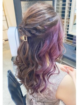 ヒルズヘッドスパサロン(hill's head spa salon) 【hill's】杉山 インナーカラーヴァイオレット*ハーフアップ