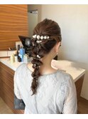 結婚式お呼ばれヘア/編みおろしヘア/ヘアアレンジ/ヘアセット