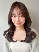 斜めバング小顔カット大人可愛いイメチェンくせ毛風カール
