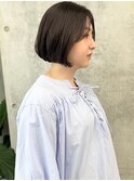 大人かわいい　黒髪ワンレンボブ　ミニボブ