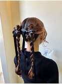 ツインテールヘアセット