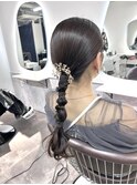 結婚式お呼ばれ 編みおろしヘア
