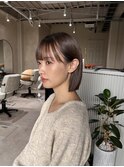 ラインボブ　切りっぱなし　韓国ボブ　ブリーチなしマロンカラー